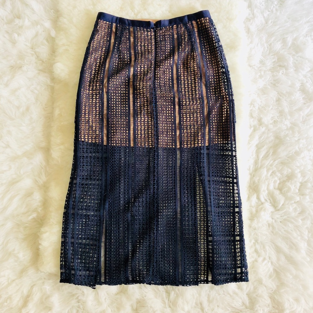 TOPSHOP Split Geo Lace Midi Skirt Sz 10 - Picture 6 of 8